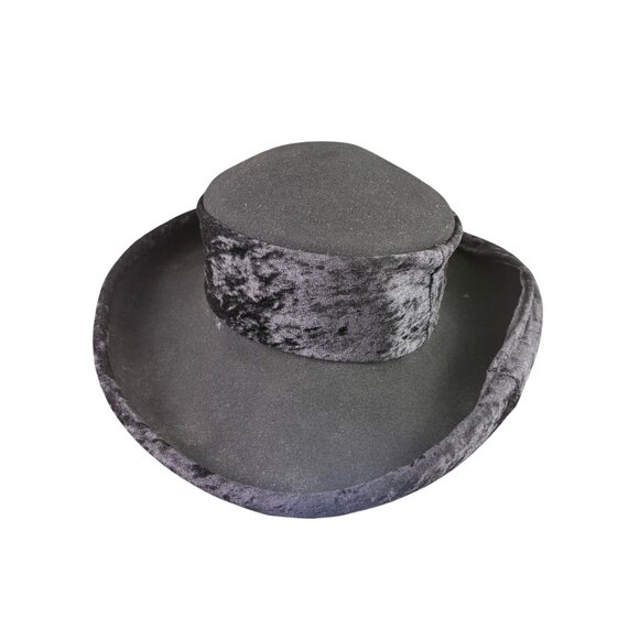 Importina Bollman Unisex Black Velvet-Finish Wool Vintage Style Wide Brim Hat main image 9